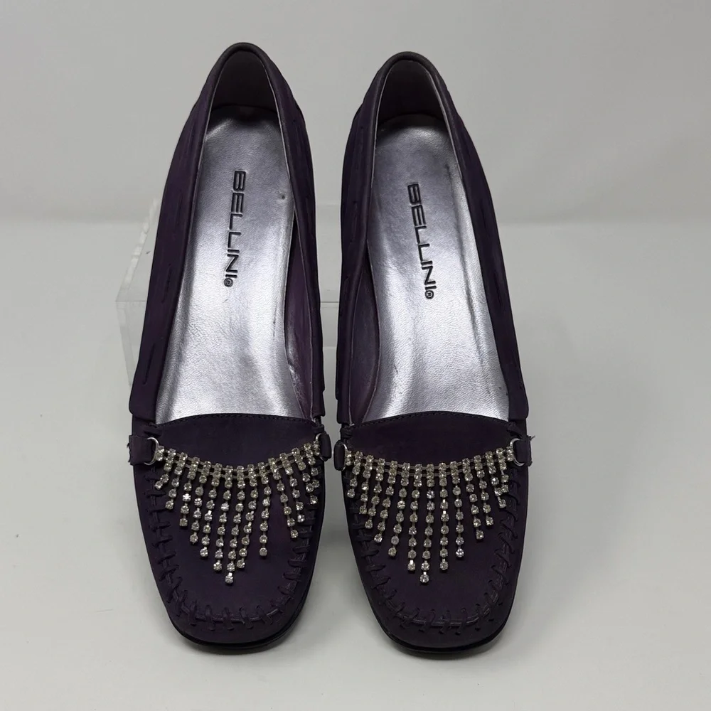 Bellini Fierce Purple Flats with Silver and rhinestone Detailing Size 7